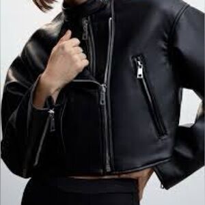 Mango Moto Faux Leather Jacket EUC